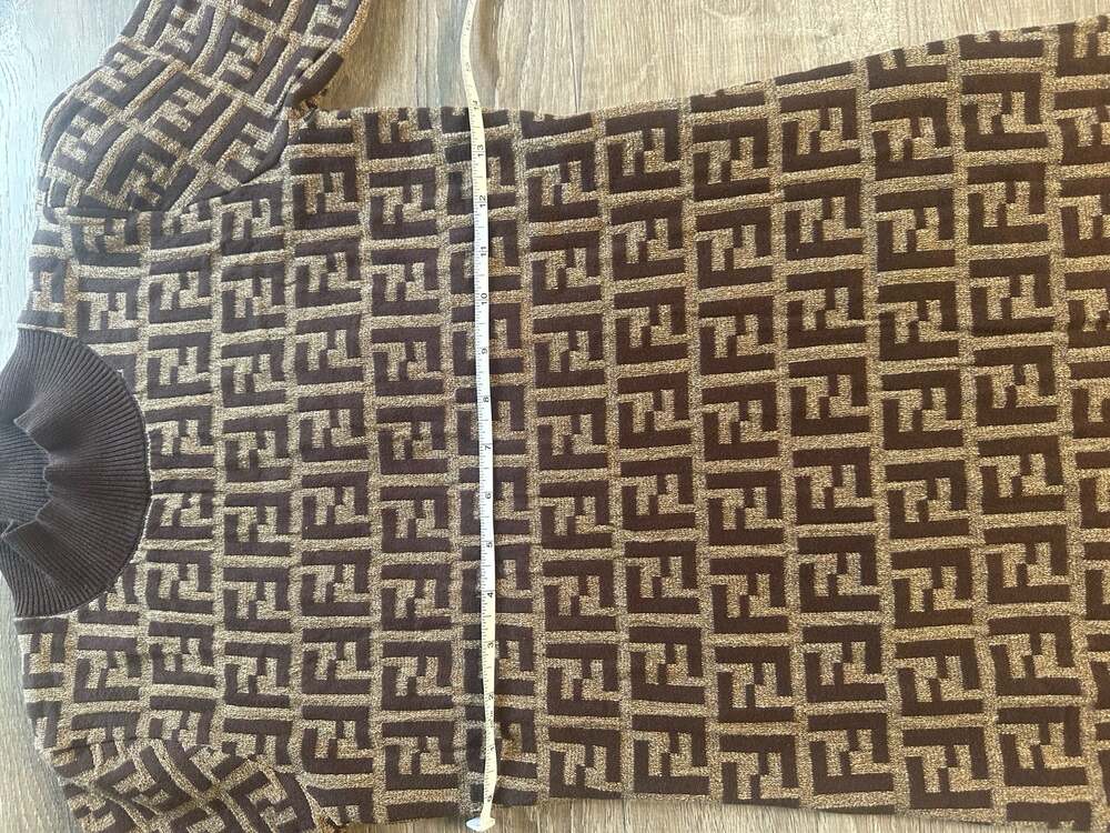 Fendi FF Monogram Knit Mock Neck Short Sleeve Midi Dress - Picture 8 of 10